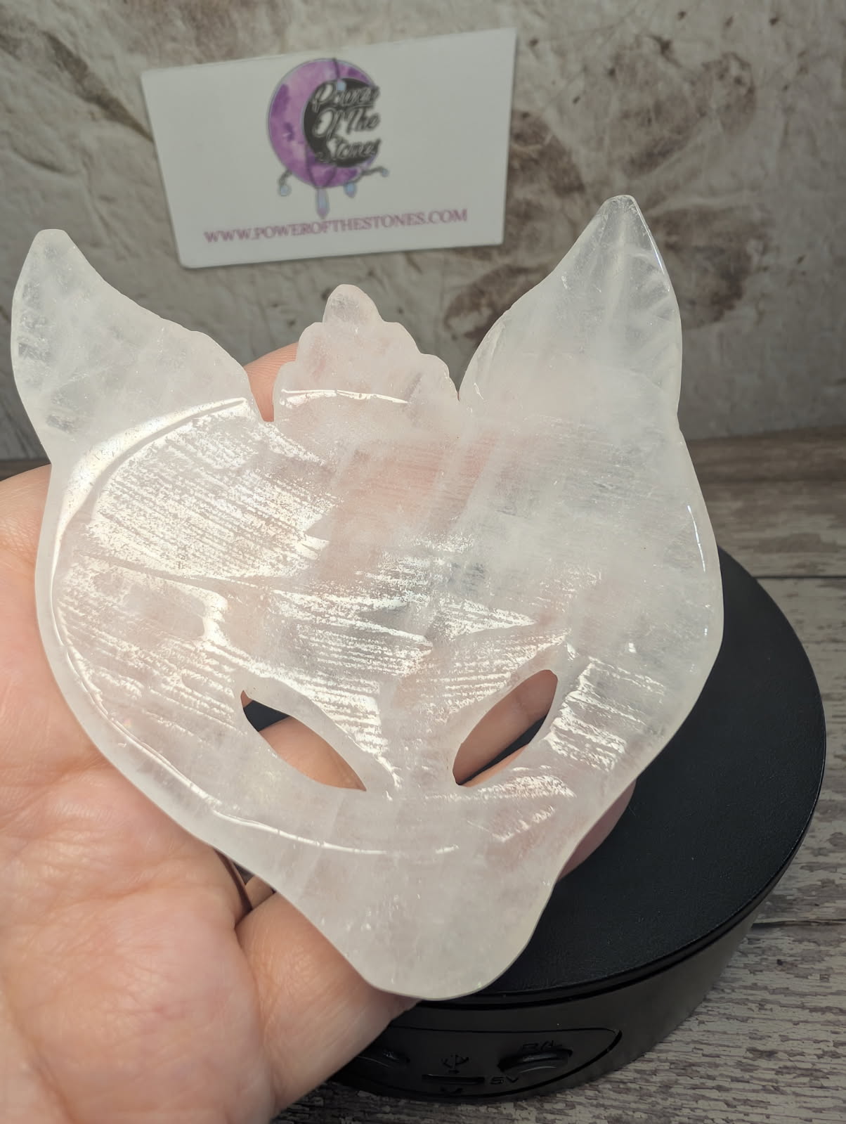 Clear Quartz Fox Mask carving dish