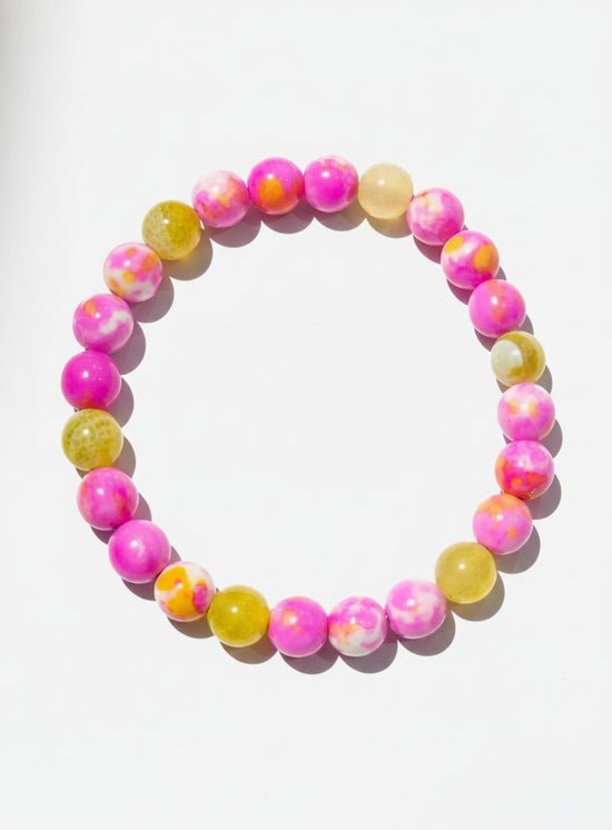 Dyed Pink Jade/ Dyed Yellow Agate