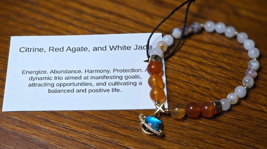 Citrine/ Red Agate/ White Jade/ with Earth