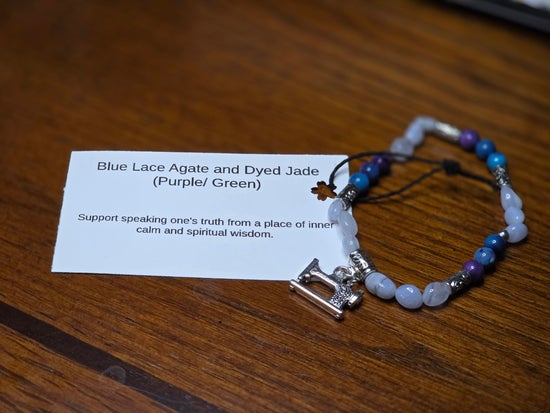 Blue Lace Agate/ Dyed Jade (Purple/ Green)