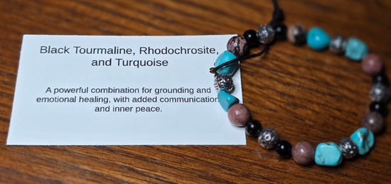 Black Tourmaline/ Rhodochrosite/ Turquoise