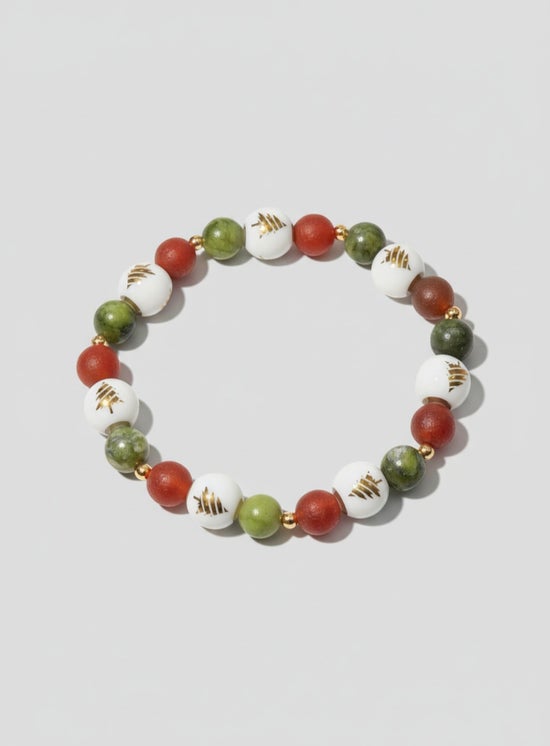 Christmas Tree/ Frosted Agate/ Green Jade