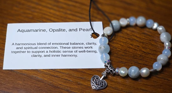 Aquamarine/ Opalite/ Pearl/ with Heart