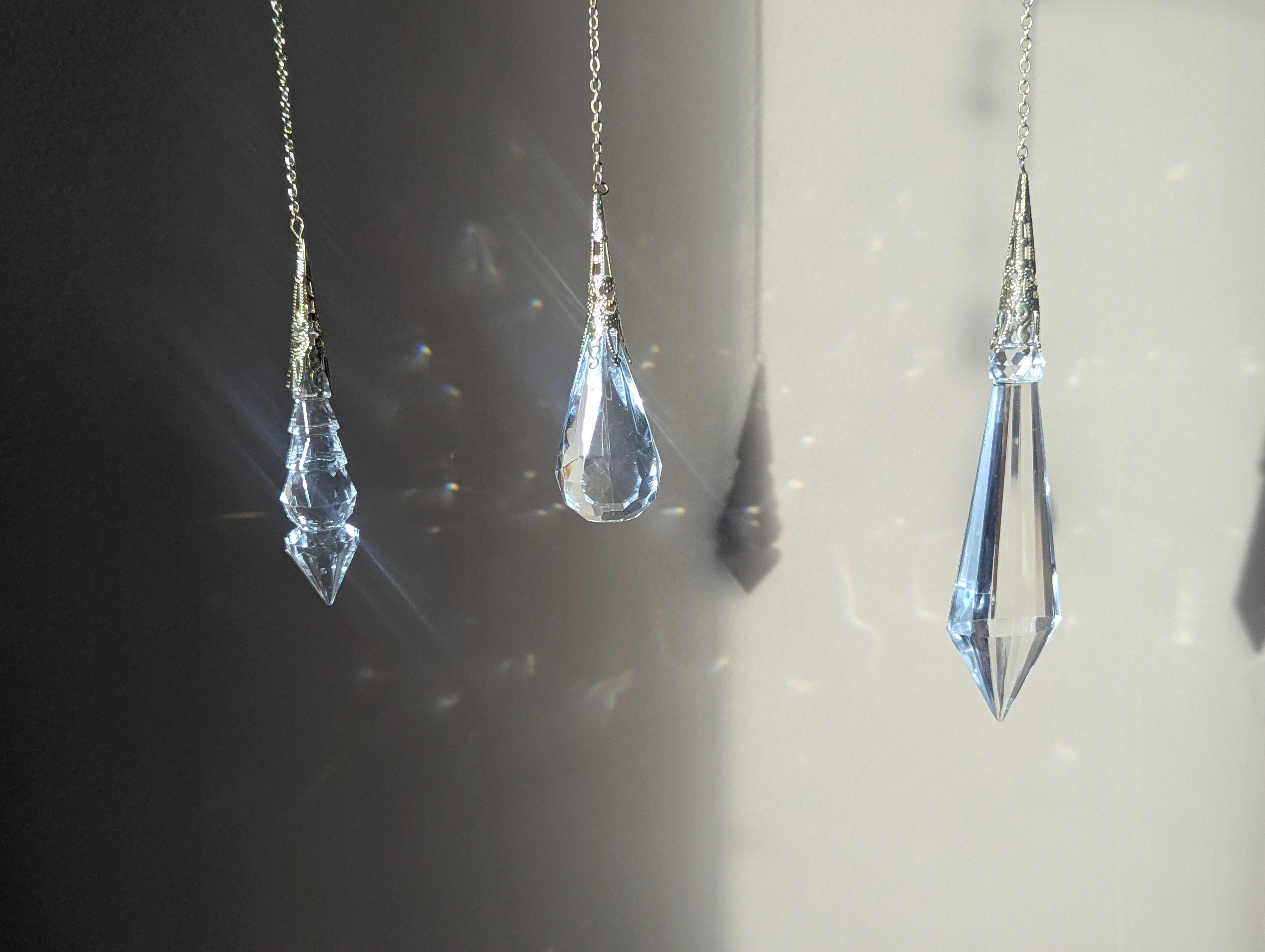 Faceted Crystal Pendulum Suncatcher - 7-Inch Chain | Home Decor | Divination Tool | Rainbow Maker