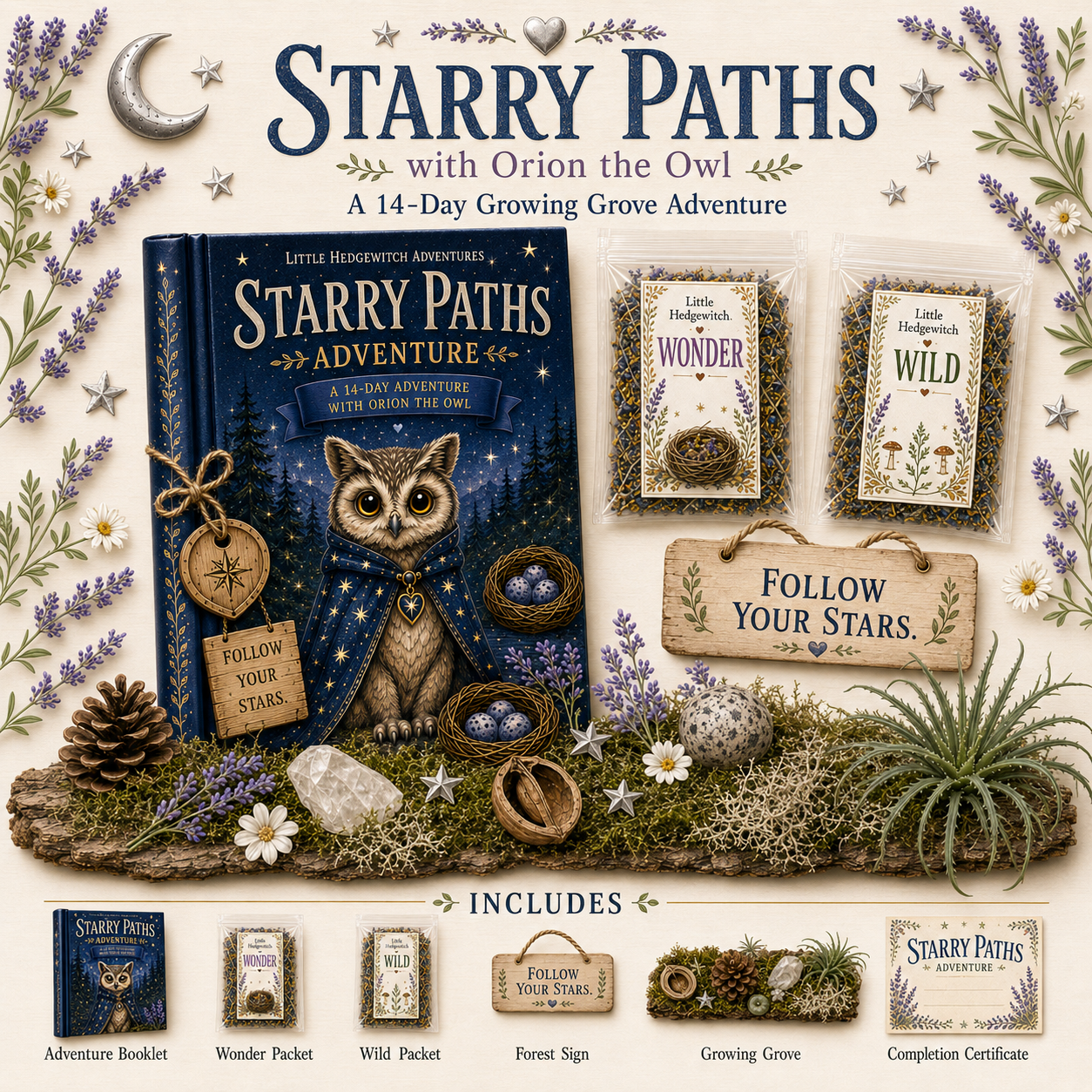 Moonlit Wishes Adventure Kit | Imagination Wonder Activity for Kids | Raccoon Companion Gift | Growing Grove Collection | Kids Nature Kit