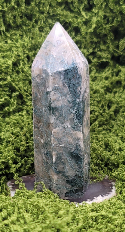 3" Moss Agate Tower