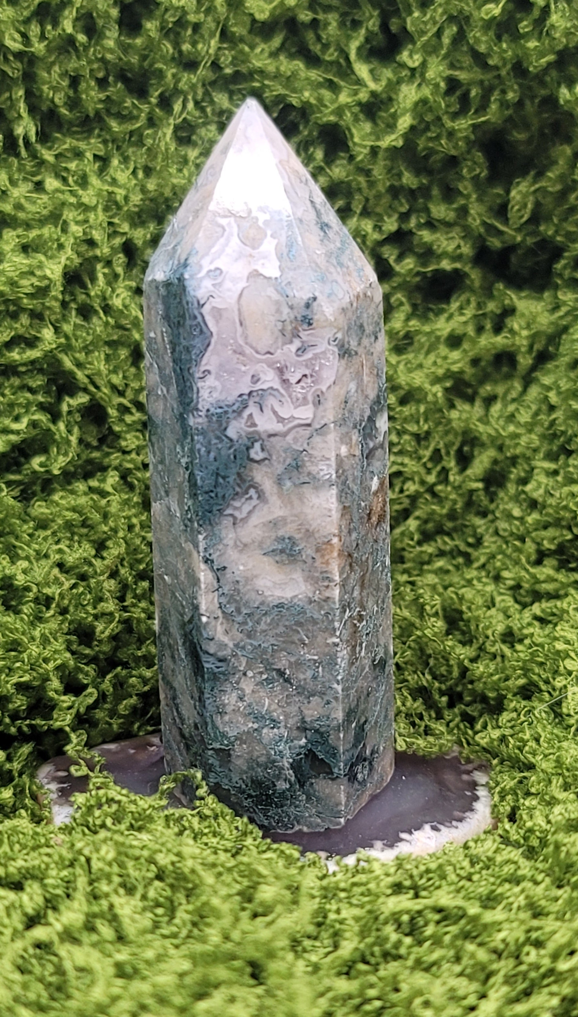 3" Moss Agate Tower