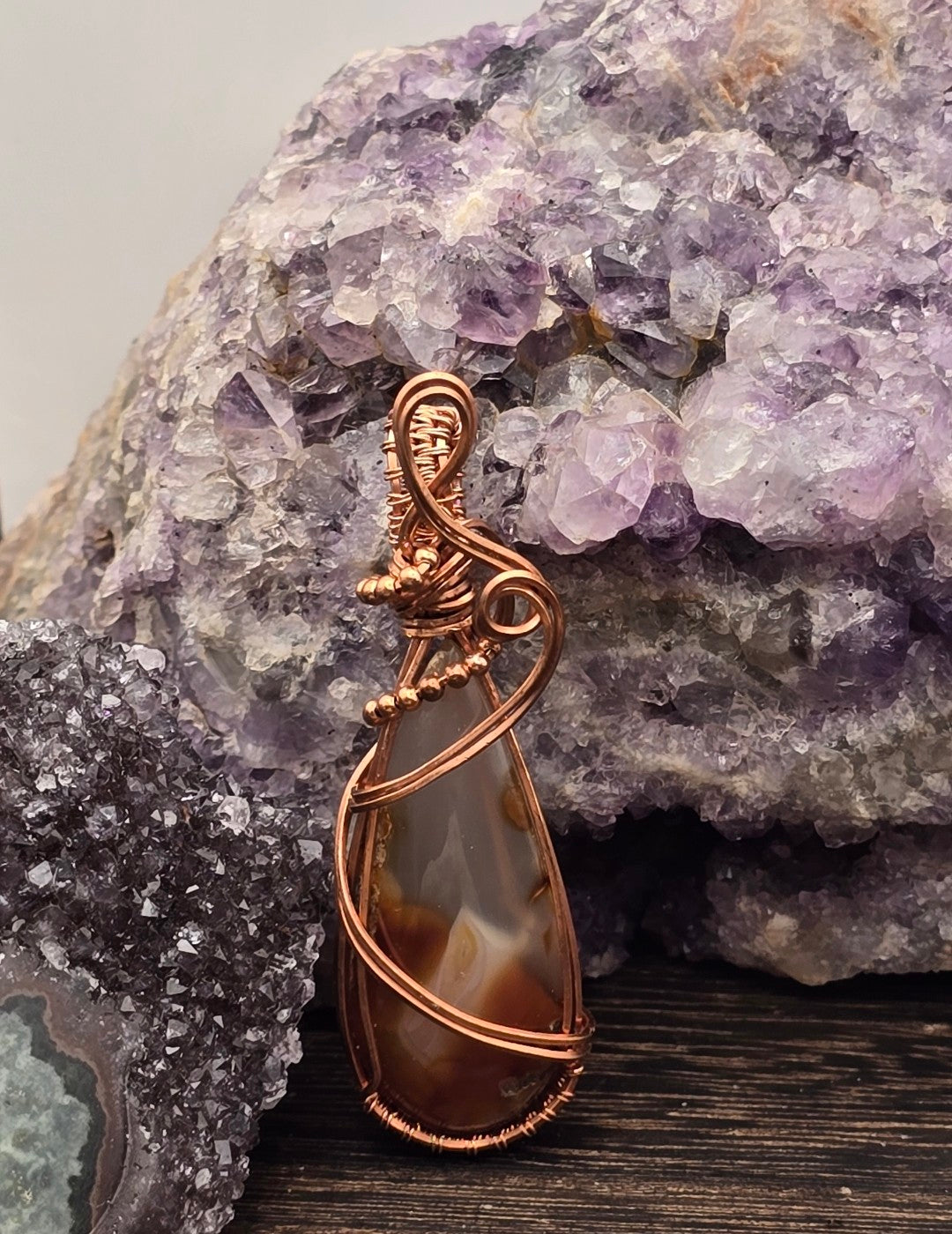 Carnelian Agate Pendant With Beaded Accents