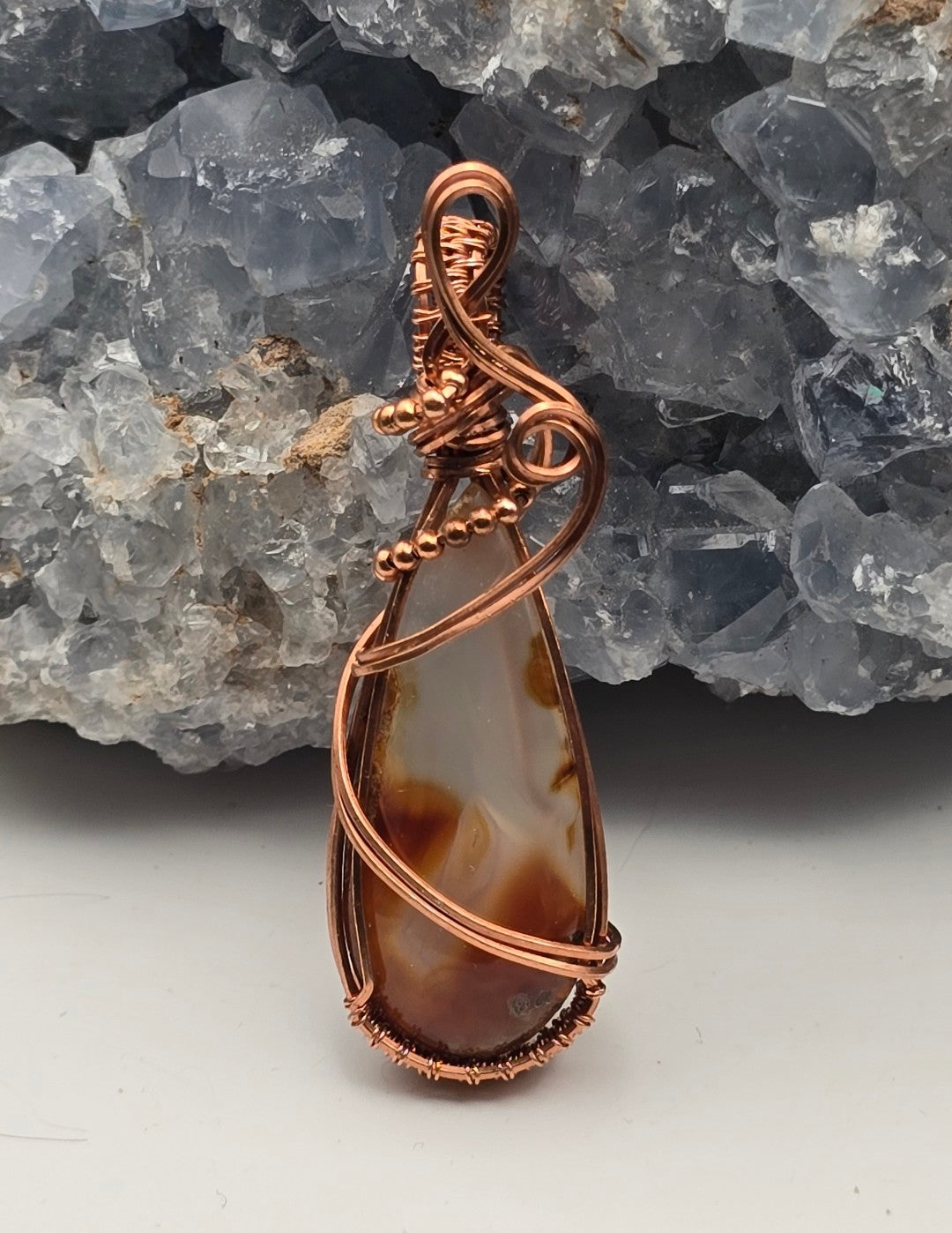 Carnelian Agate Pendant With Beaded Accents