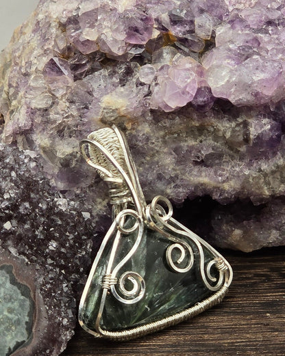 Seraphinite Pendant in Silver Plated Copper Wire