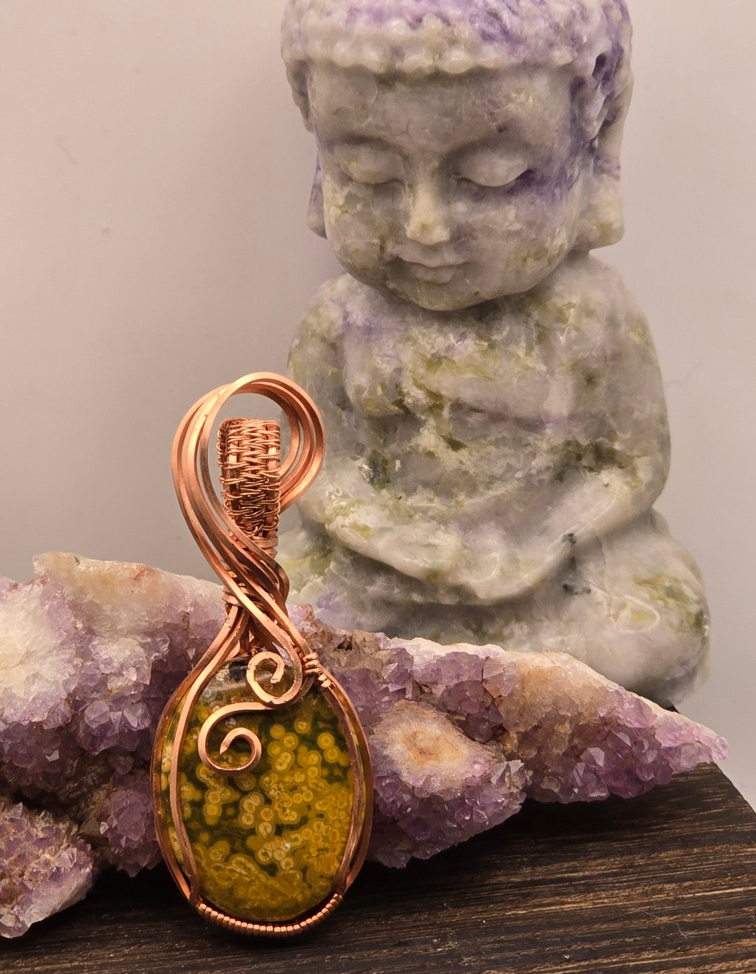 Orbicular Ocean Jasper Pendant- Yellow