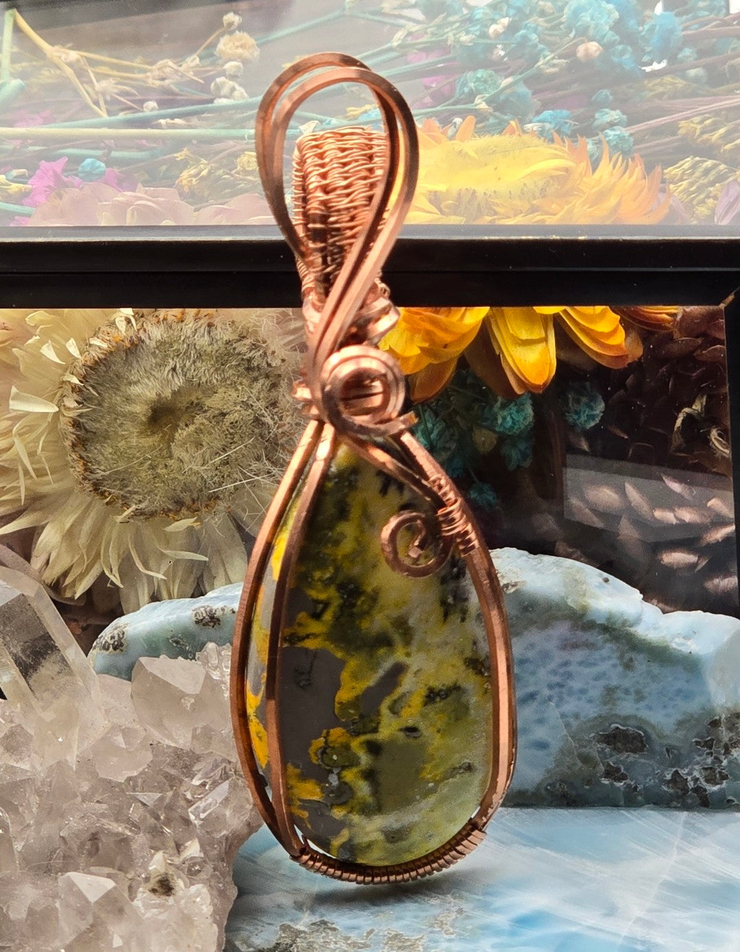 Bumblebee Jasper Pendant - Warm Yellow and Gray