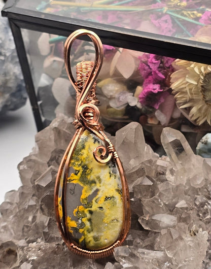 Bumblebee Jasper Pendant - Warm Yellow and Gray