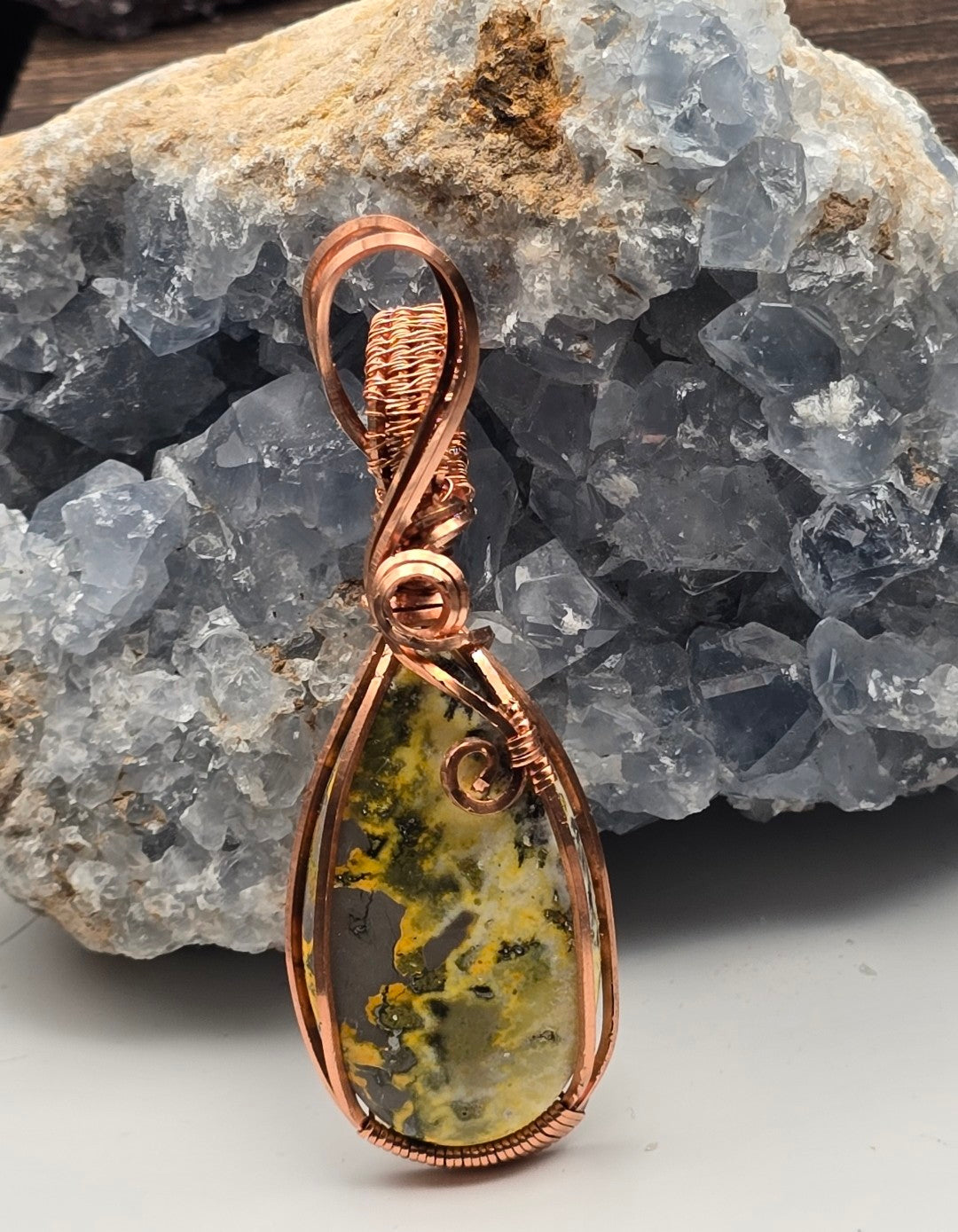 Bumblebee Jasper Pendant - Warm Yellow and Gray
