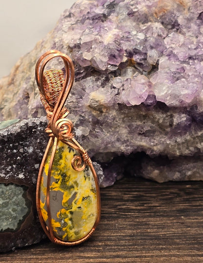 Bumblebee Jasper Pendant - Warm Yellow and Gray