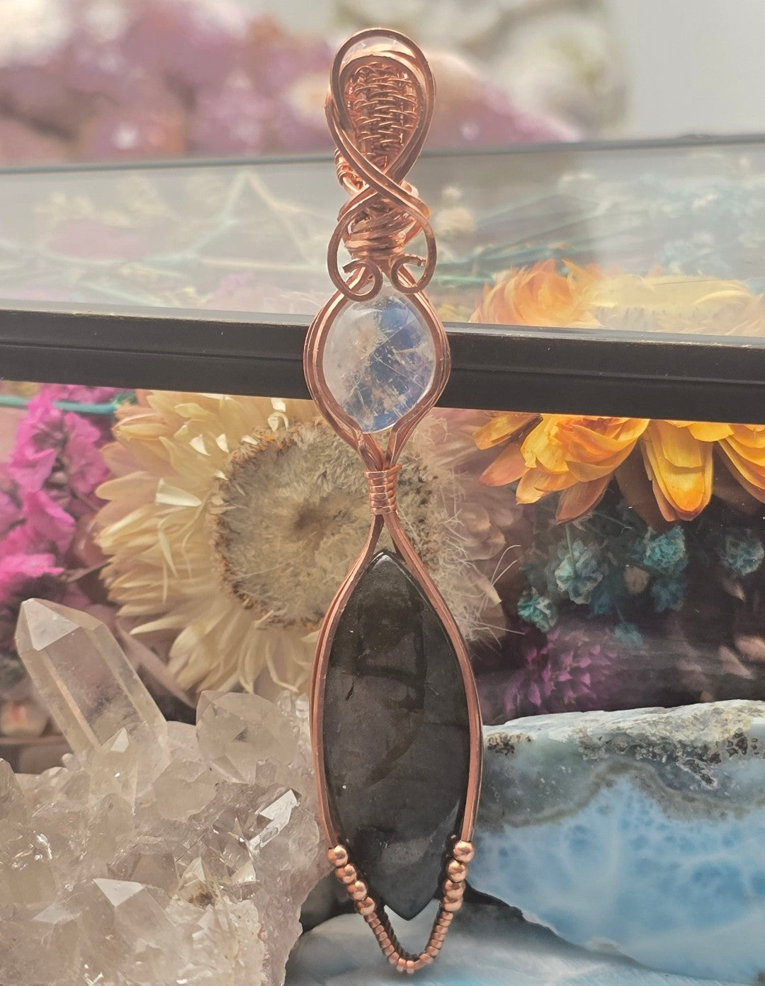 Sunset Labradorite &amp; Moonstone Pendant