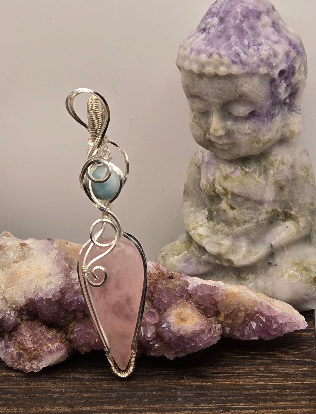 Rose Quartz and Larimar Pendant