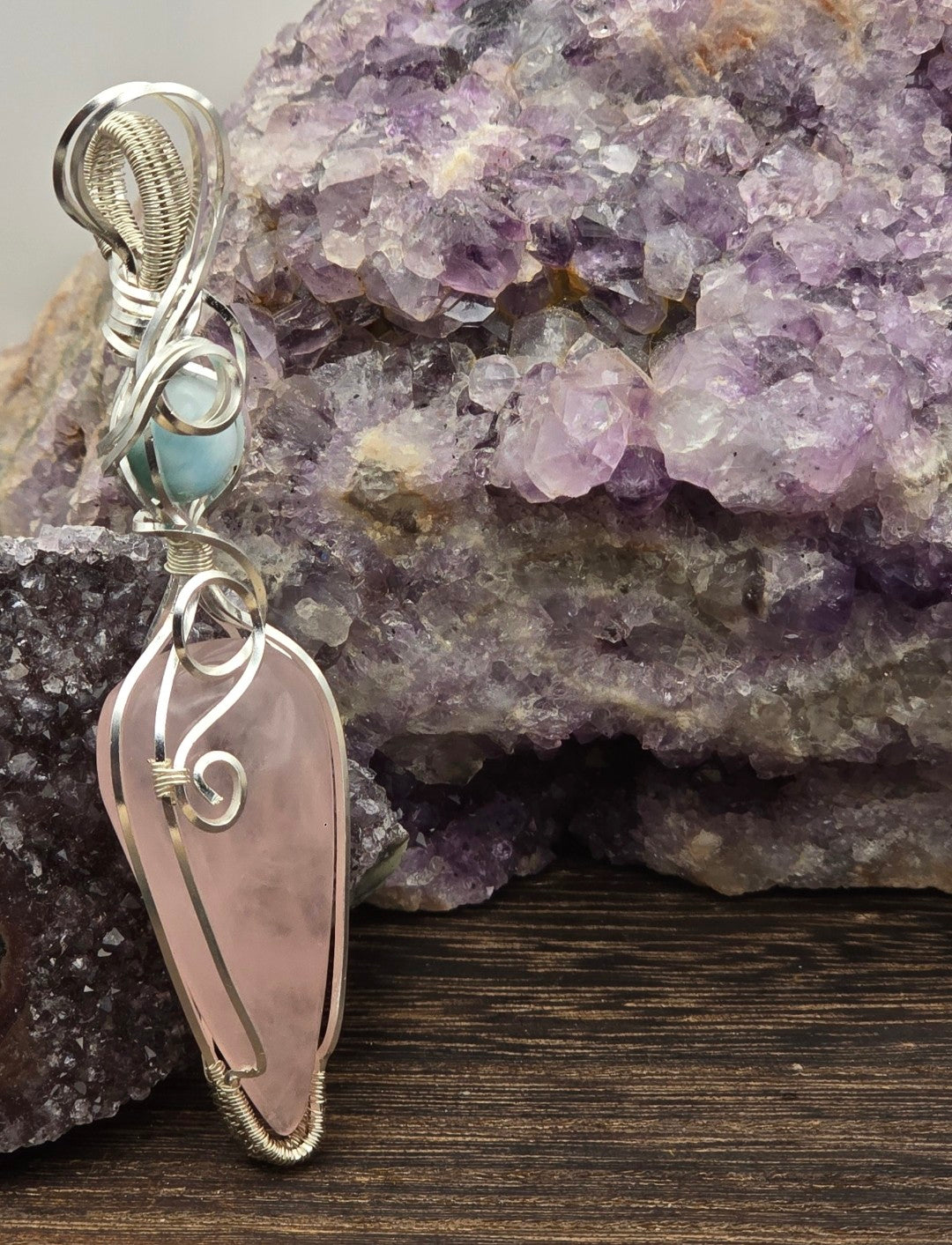 Rose Quartz and Larimar Pendant