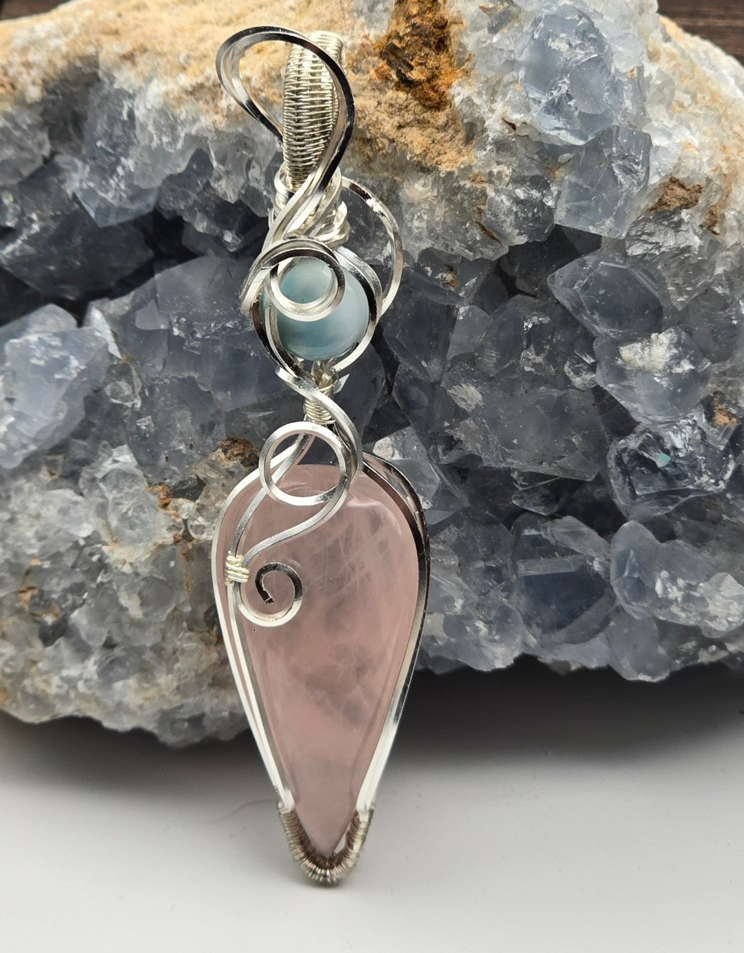 Rose Quartz and Larimar Pendant