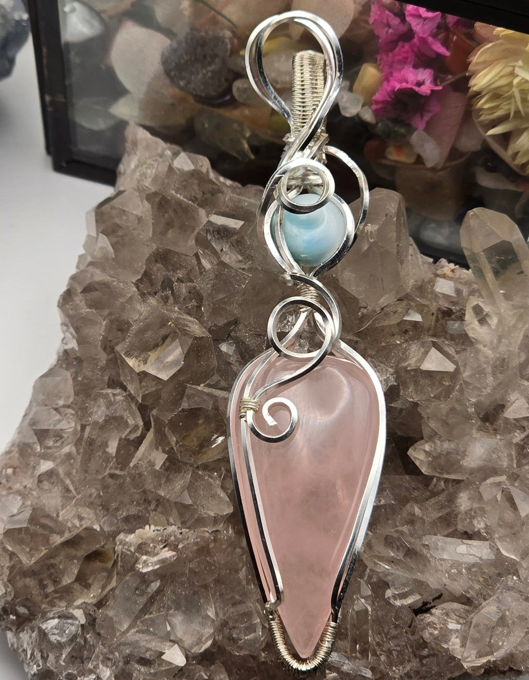 Rose Quartz and Larimar Pendant