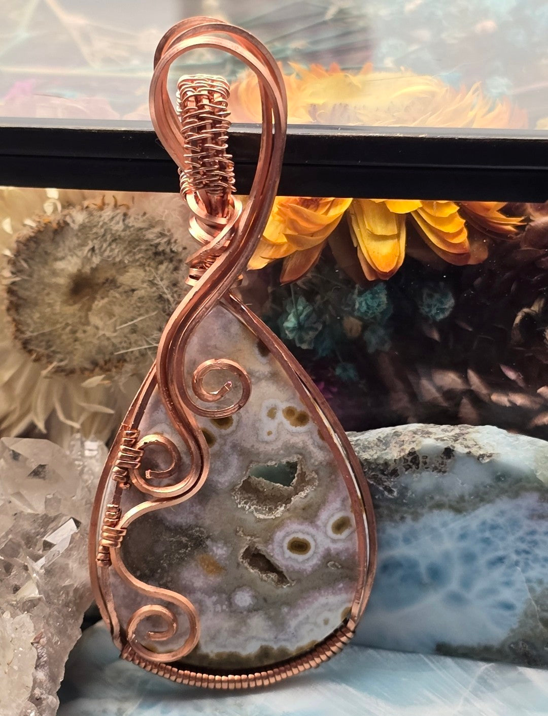 Druzy Orbicular Ocean Jasper Pendant