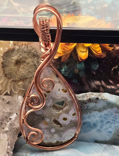Druzy Orbicular Ocean Jasper Pendant