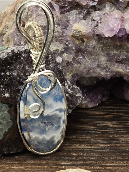 Druzy Plume Agate Doublet Pendant
