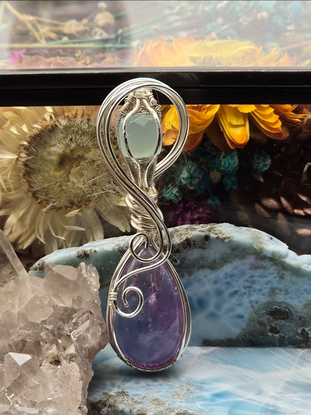 Amethyst And Blue Chalcedony Pendant