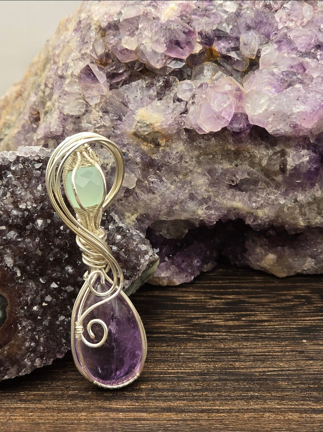 Amethyst And Blue Chalcedony Pendant