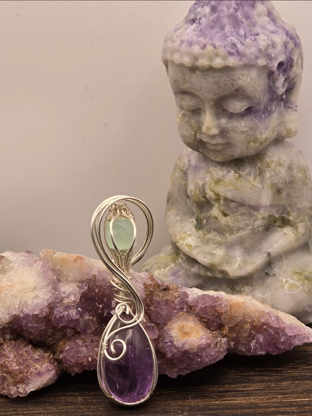 Amethyst And Blue Chalcedony Pendant