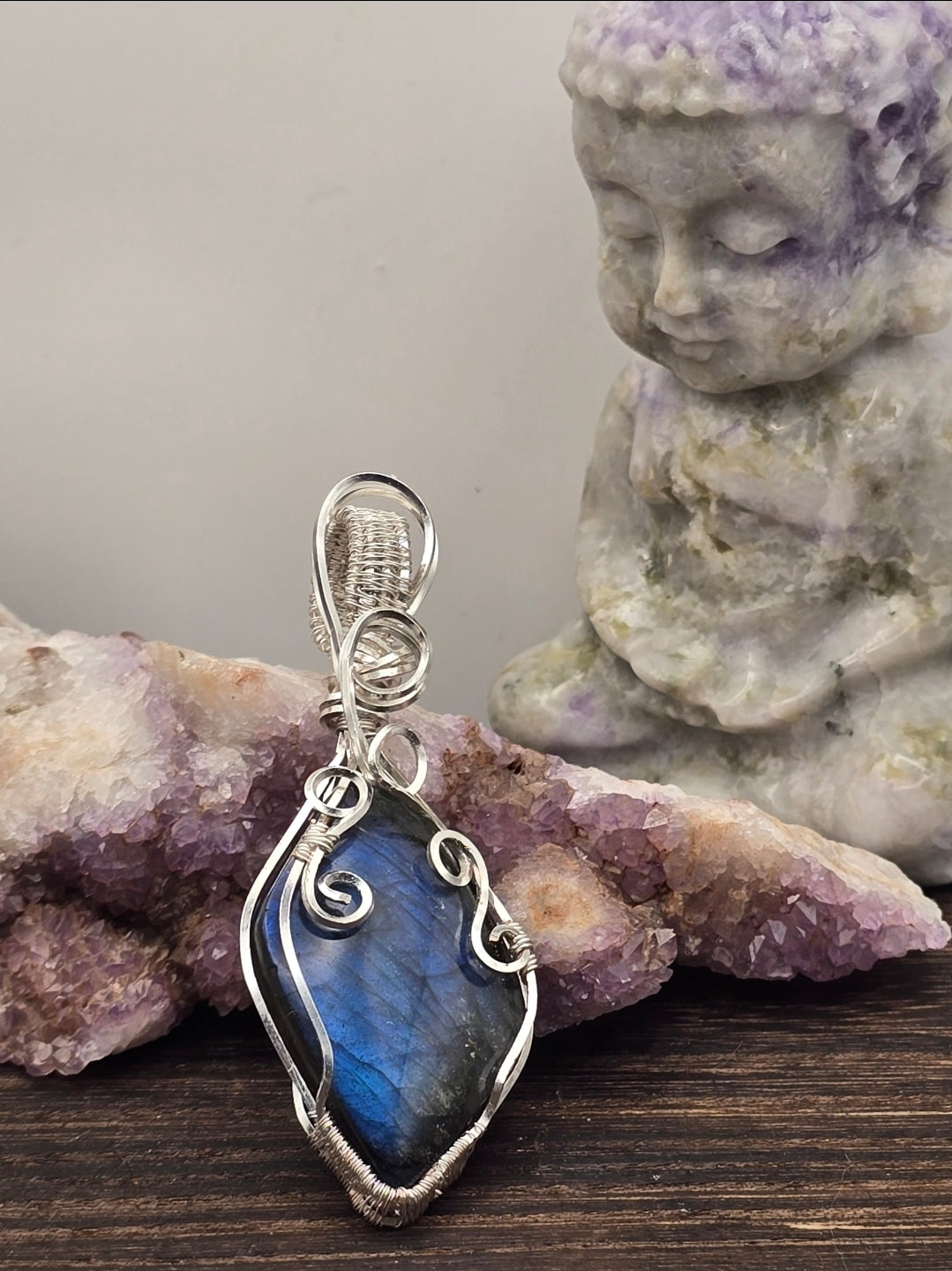 Electric Blue Flash Labradorite Pendant