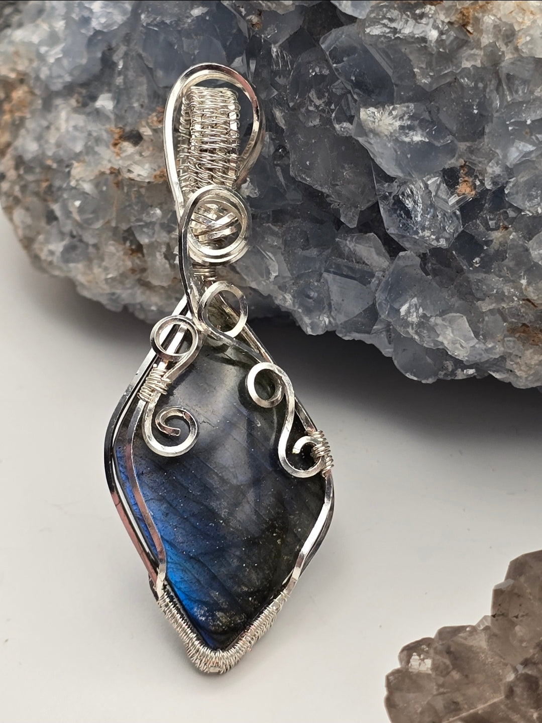 Electric Blue Flash Labradorite Pendant
