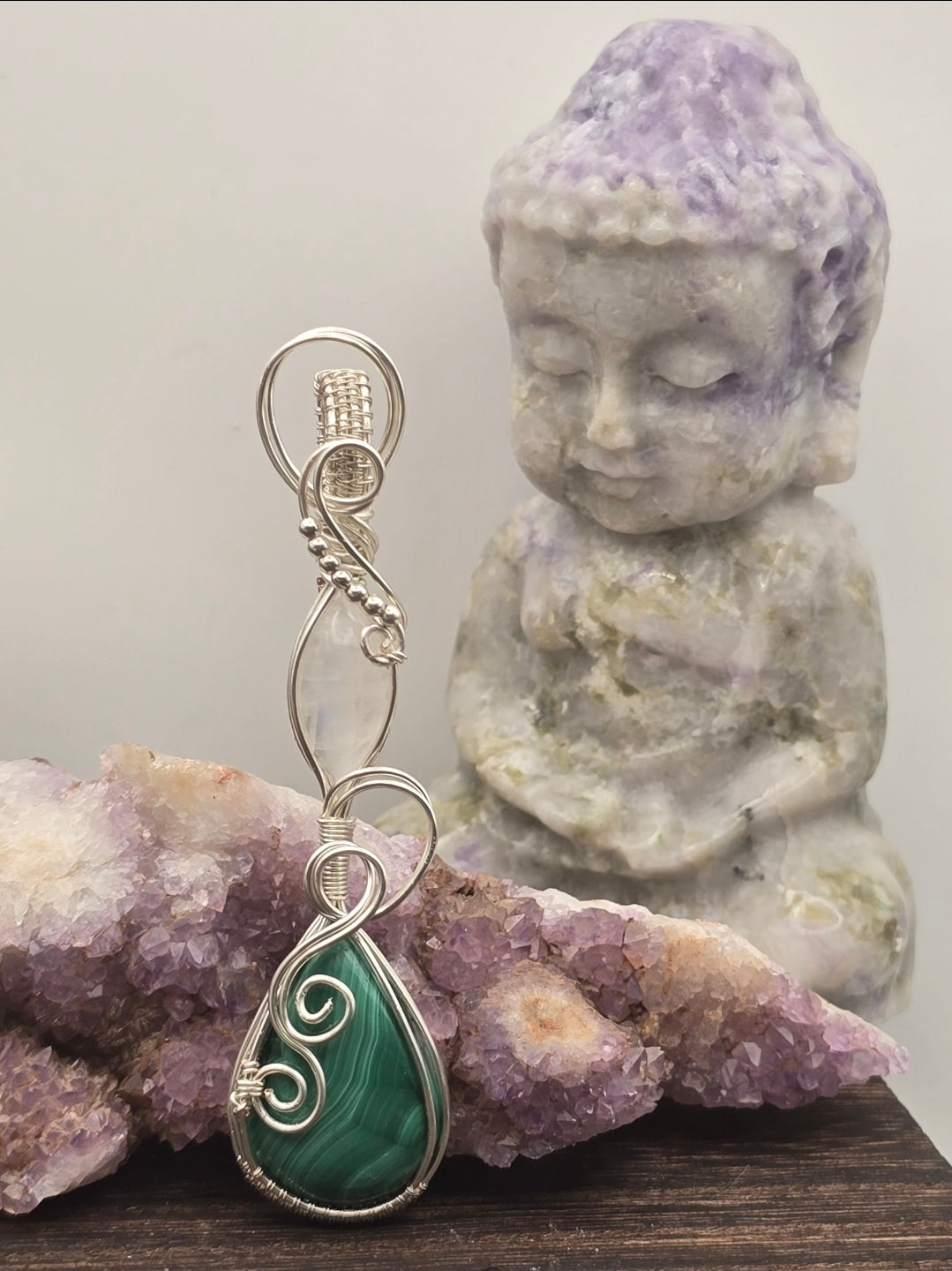 Malachite and Moonstone Pendant