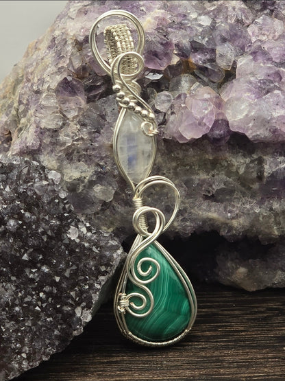 Malachite and Moonstone Pendant
