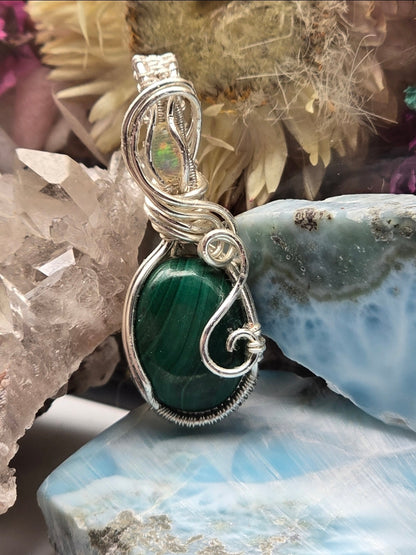 Malachite And Ethiopian Opal Pendant