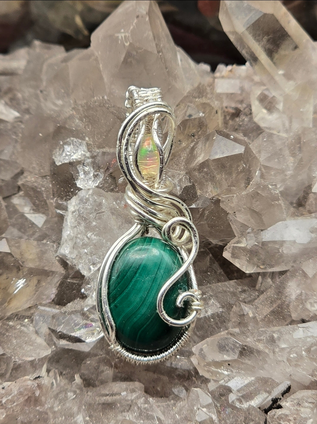 Malachite And Ethiopian Opal Pendant