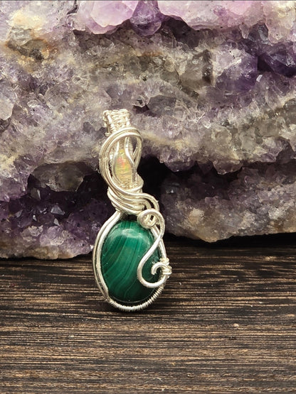 Malachite And Ethiopian Opal Pendant