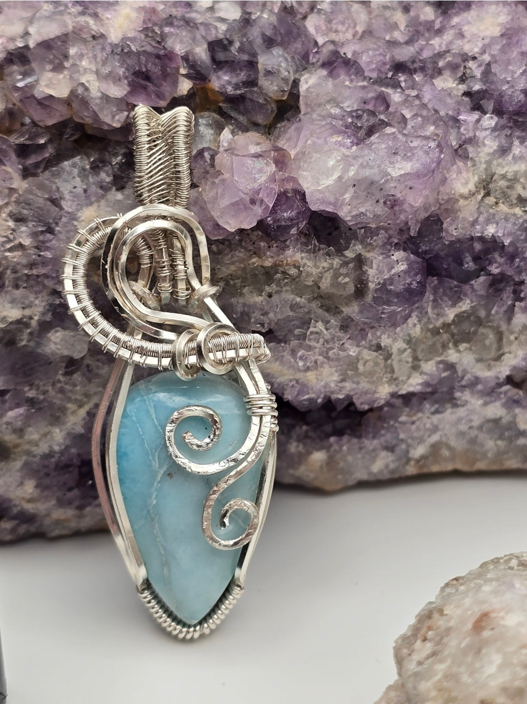 Seafoam Spirit Larimar Teardrop Pendant