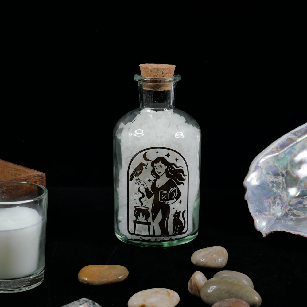 Glass Potion &amp; Ingredients Bottles, Herbs, Spices, with Witchy Design Imprint