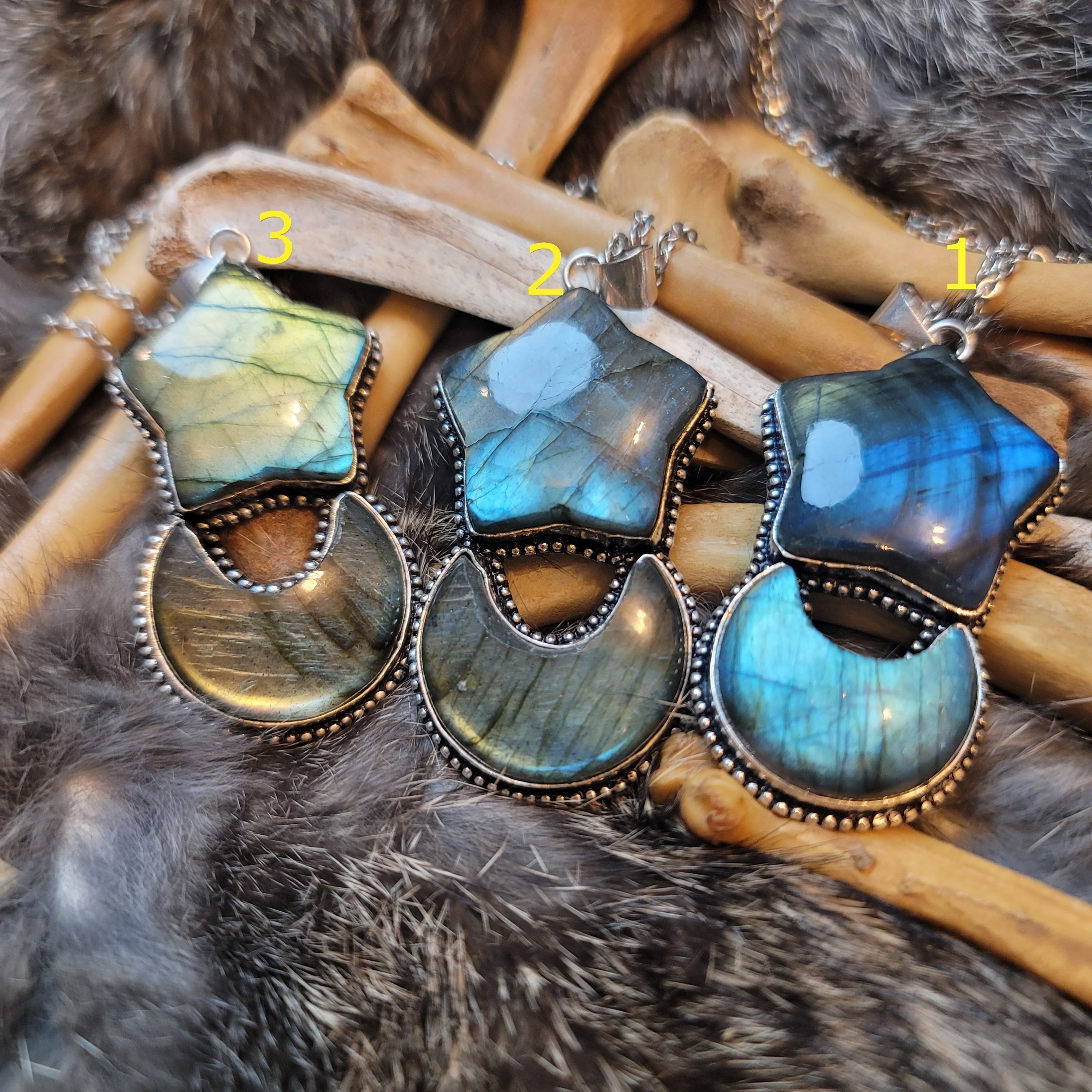 Pendant Necklaces – Mixed Stones &amp; Settings Labradorite, Garden Quartz, Hematite, Bumblebee Jasper