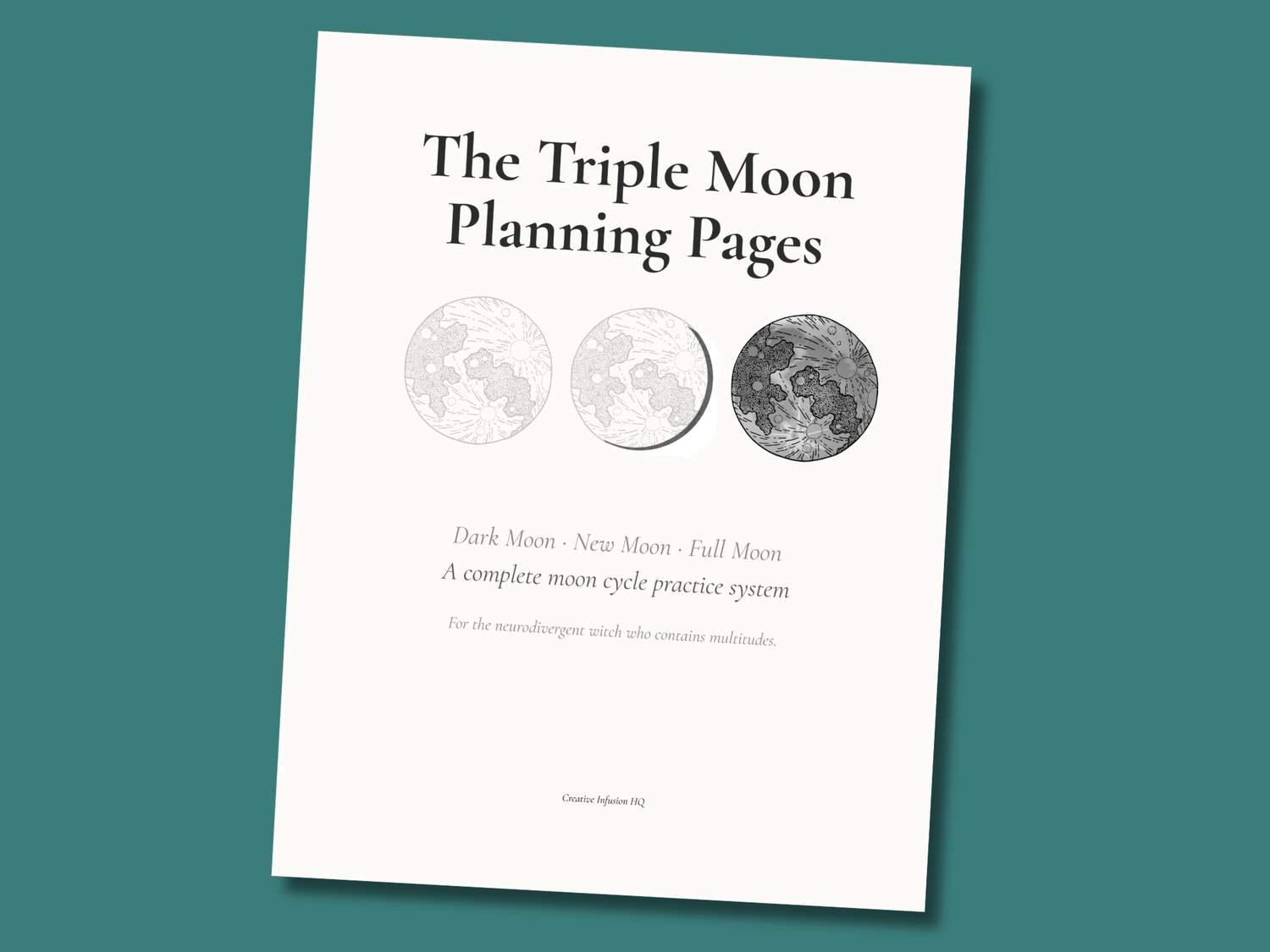 Triple Moon Planning Pages — Printable Lunar Journal Pages for New, Full &amp; Dark Moon Practice