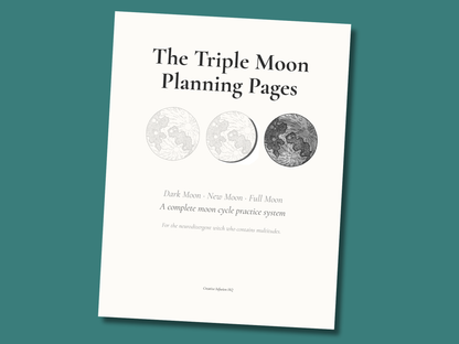 Triple Moon Planning Pages — Printable Lunar Journal Pages for New, Full &amp; Dark Moon Practice