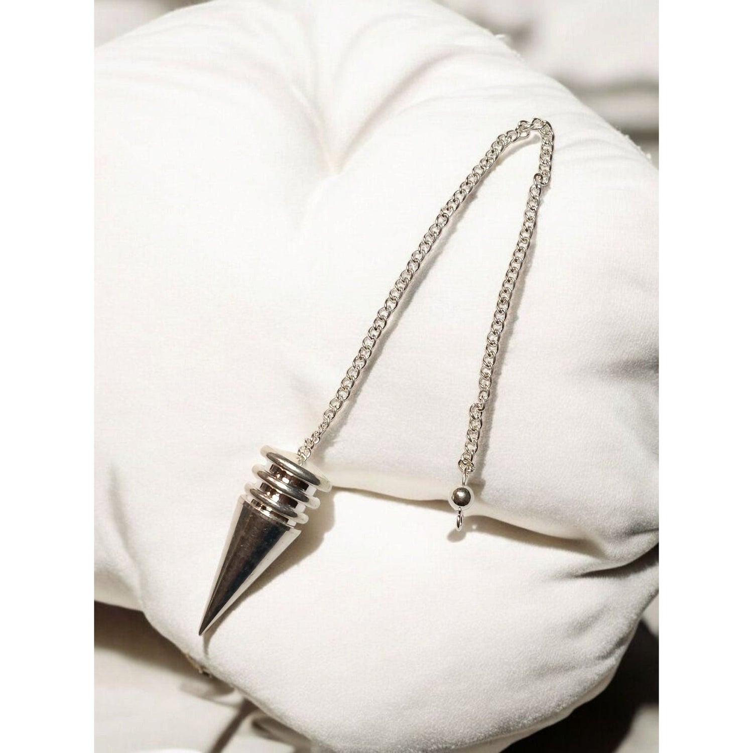Silver Plated Point Chambered Pendulum – Spiritual Dowsing Tool
