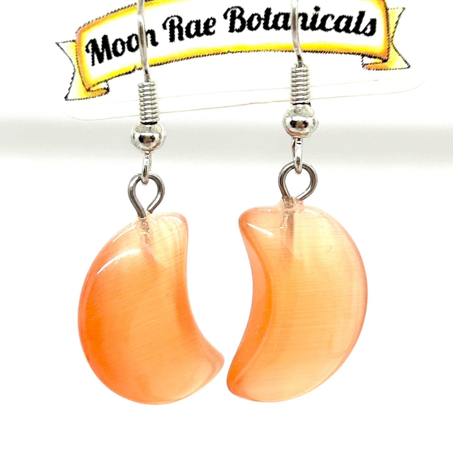 1 Pair of Green Aventurine Moon Earrings