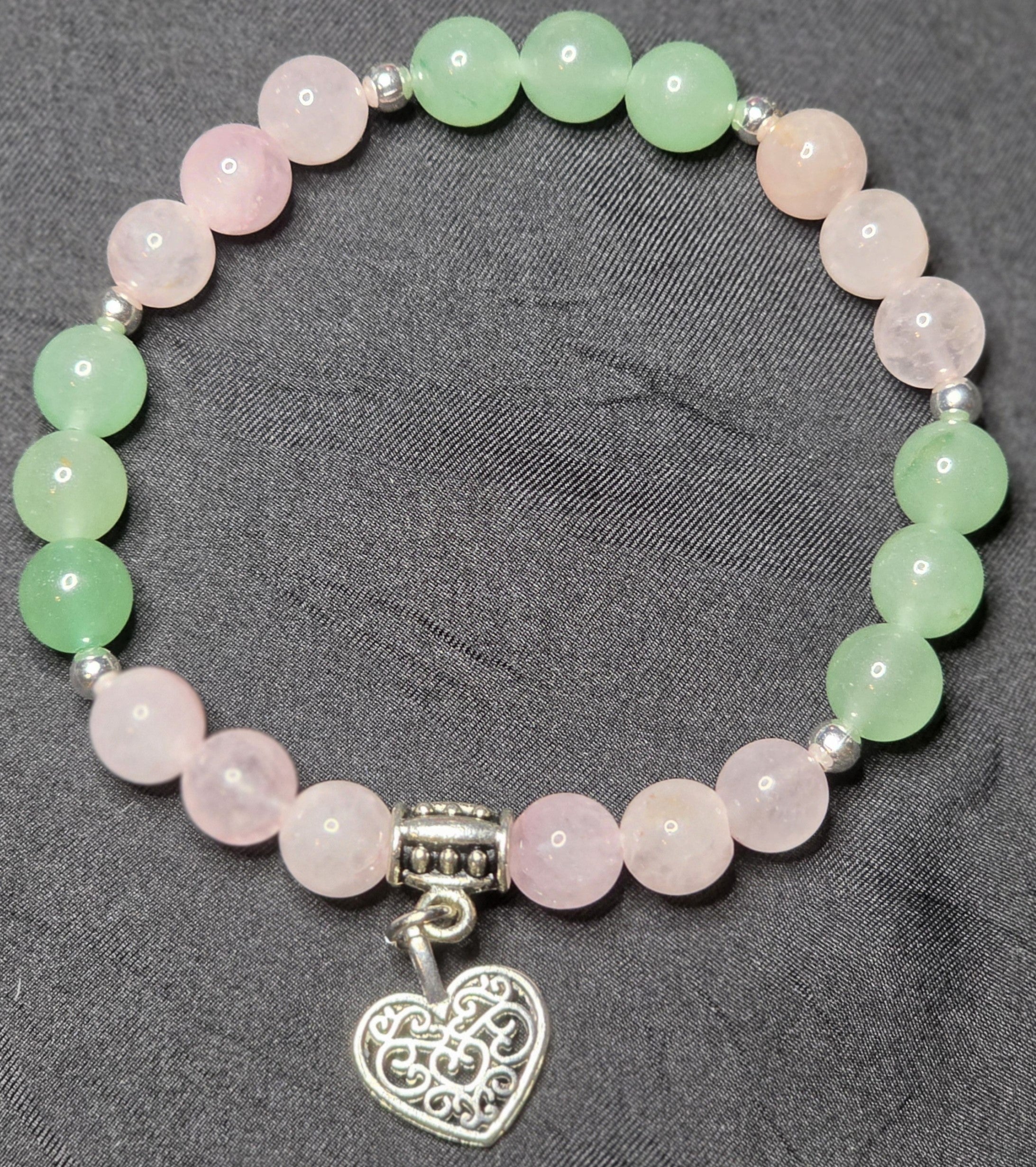 Green Aventurine and Rose Quartz with Heart