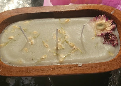 Three-Wick Intention Candle | Herb/Botanical + Crystal Infused