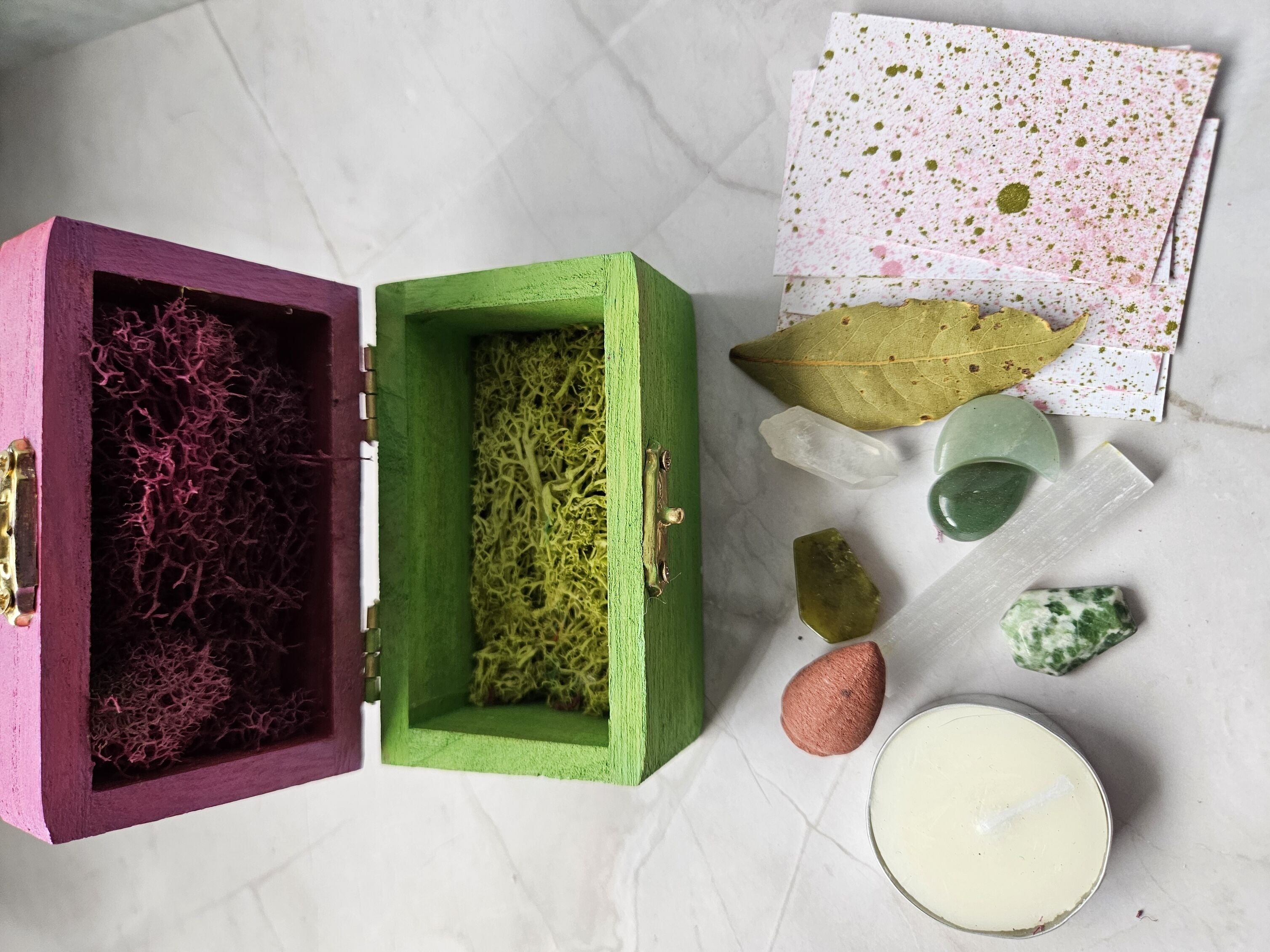 Mini Manifestation Boxes – Spiritual Gift Sets with Crystals, Incense &amp; Affirmations