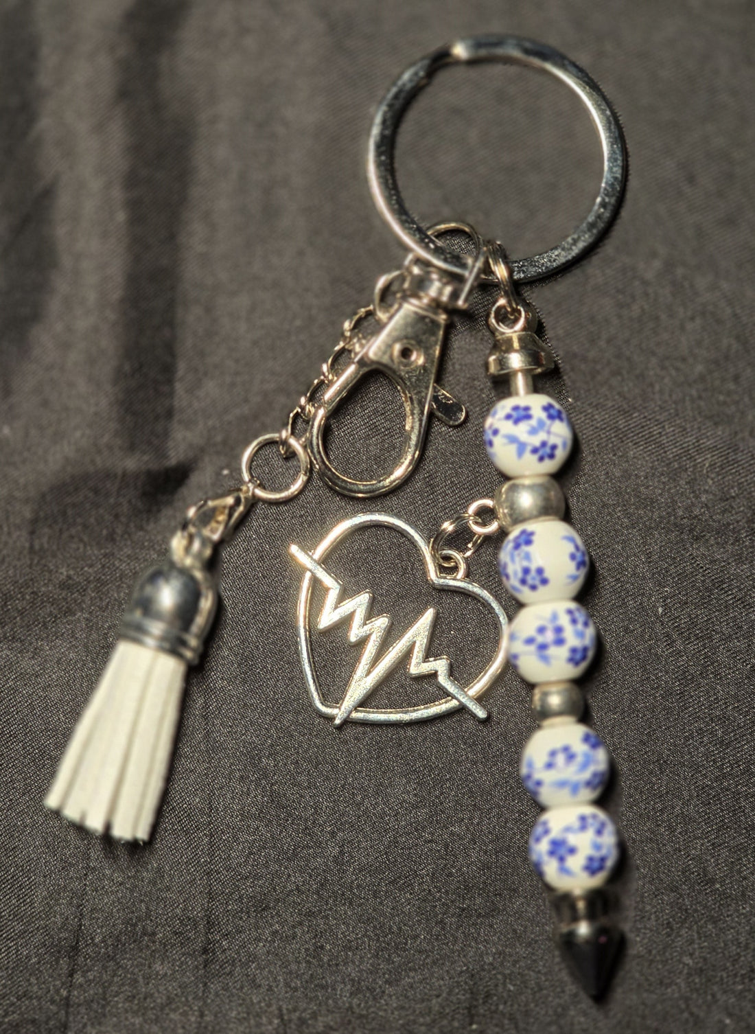 Blue Flower Ceramic Keychain
