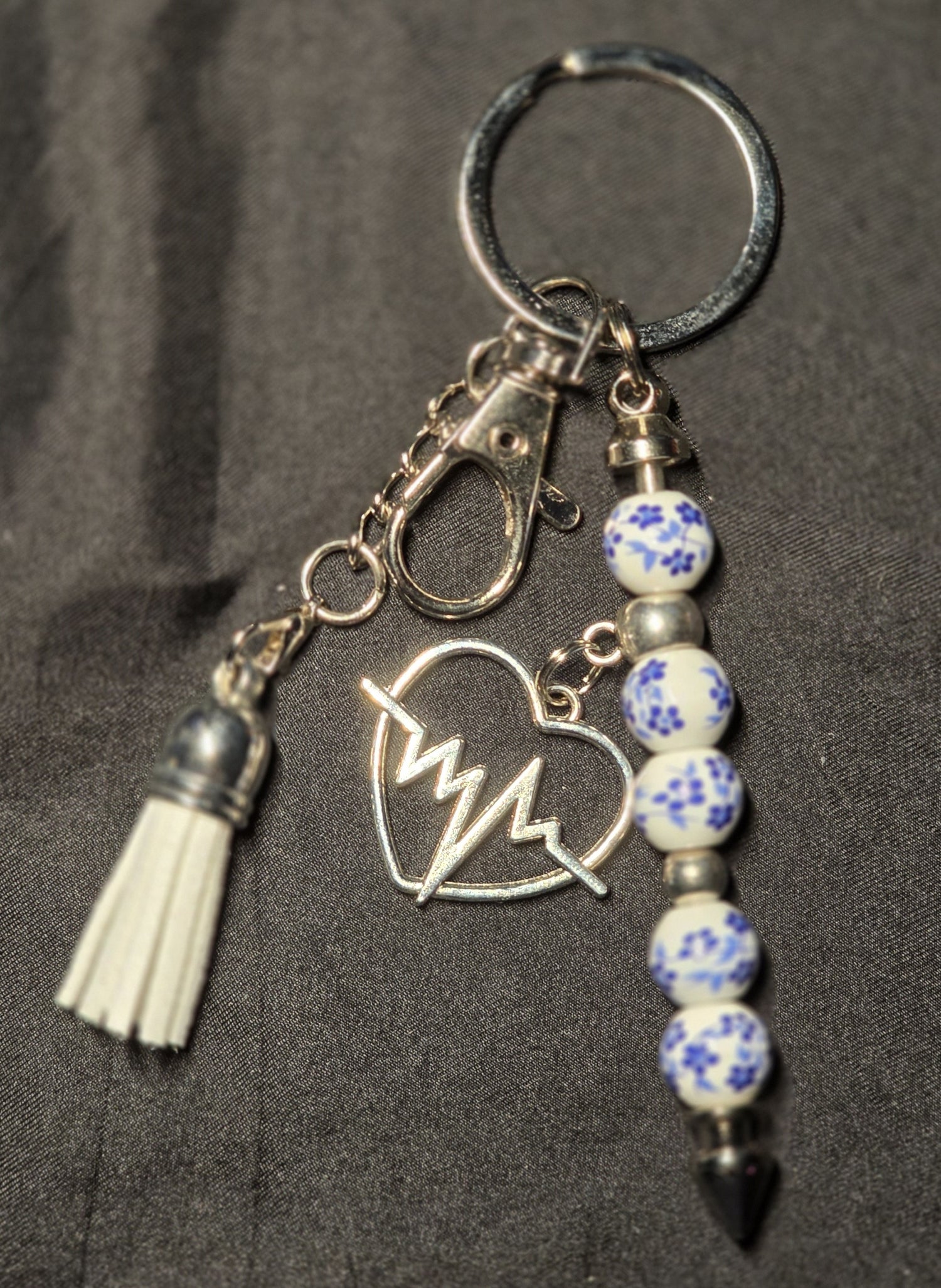 Blue Flower Ceramic Keychain