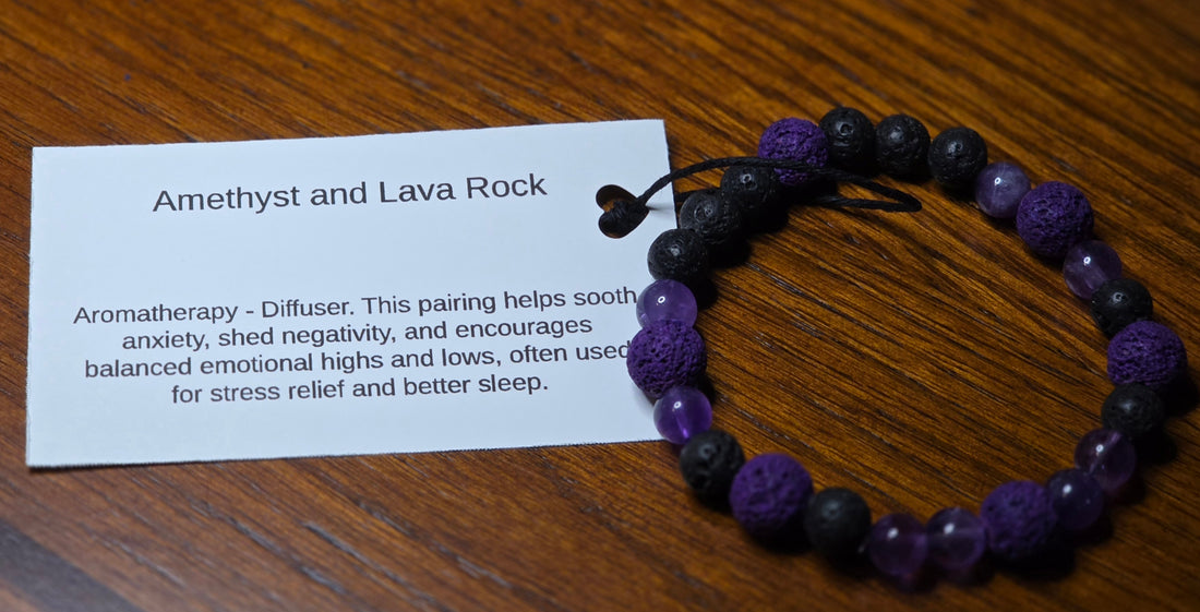 Amethyst and Lava Rock Bracelet/ Diffuser